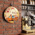 thumbnail image 2 of Welcome Sign Front Door Decorations, Happy Fall Round Wall Art Outdoor Metal Wreaths, Orange Truck Maple Branches Thanksgiving Orange Seasonal Hanging Sign for Home Porch Decor Warming Gift 8 In, 2 of 8