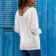 thumbnail image 4 of Blusa blanca informal con estampado de letras para mujer, manga larga, ahuecada, empalme, camisetas Fridja  fhghd2189, 4 of 6