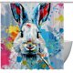 thumbnail image 1 of Cortina de baño impermeable con diseño de conejo y ganchos, cortinas de ducha estampadas para decoración de baño., 1 of 6