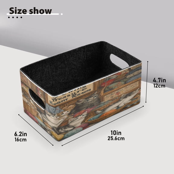 BZSMCE Shelf Baskets Naughty Kittens Pattern Storage Cube Bins 10.1*6.3*4.7in Set of 2