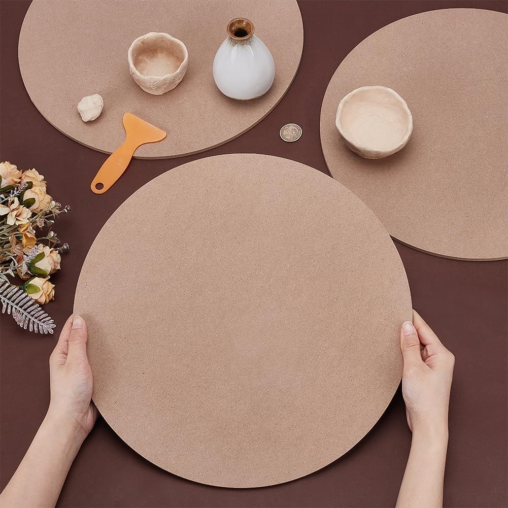3Pcs 35.5cm Flat Round Pottery Wheel Bat Ceramic Drying Slab Clay Board Sculpture Base Clay Tool for Pottery Wheel Portable Clay Wedging Board for Clay Crafts Arts Ceramics Pottery Tools DIY
