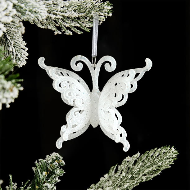 Adornos Navideños Xihbxyly Decoración de Escenas Blancas Brillantes Suministros Colgantes de Ratán