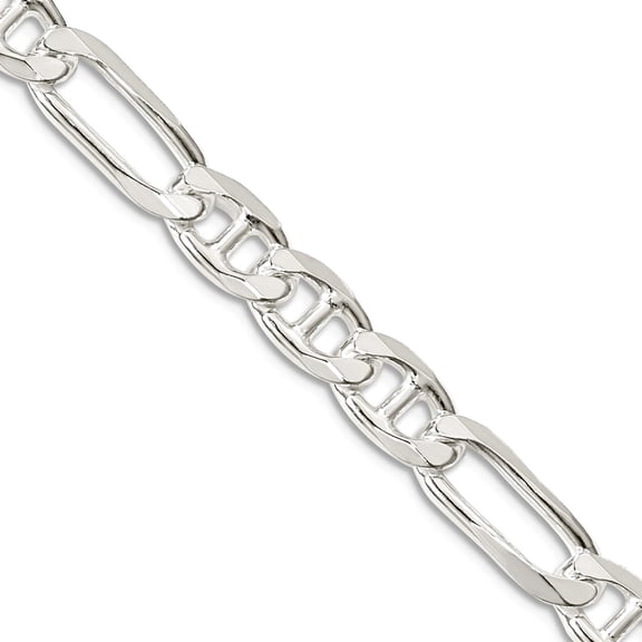 925 Sterling Silver 6.5mm Figaro Nautical Ship Mariner Anchor Chain Necklace 30 Inch Chain Necklace for Women and Men