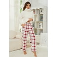 thumbnail image 3 of U2SKIIN Womens Ultra Soft Plush Plaid Pajamas Set Fluffy Loungewear Fuzzy Pjs for Women Cozy Sleepwear Warm Pullover（White+Burgundy Blue Plaid, M）, 3 of 5