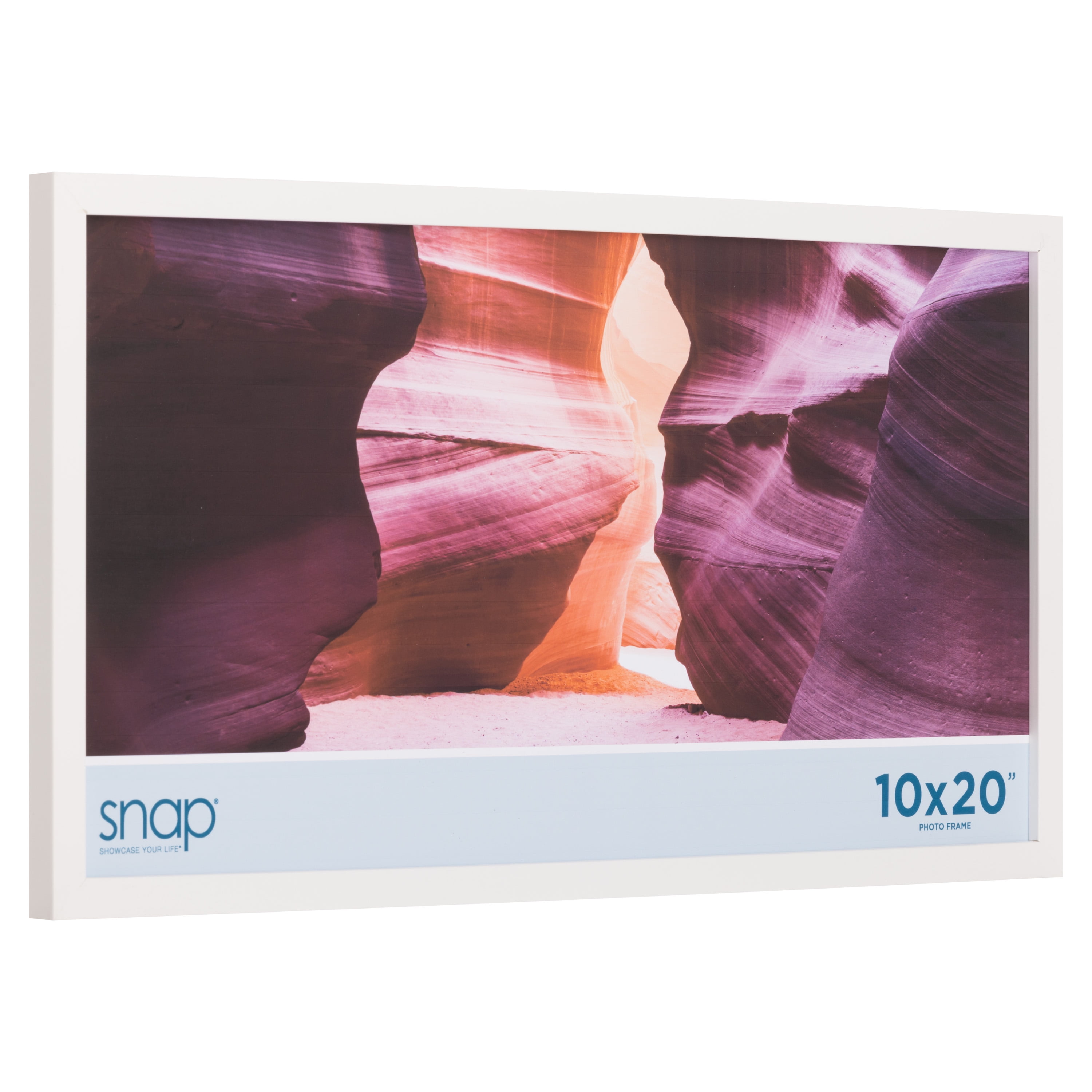 Snap White Wood Picture Frame Real Glass Wall Display 10" x 20" 1-pack