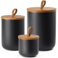 thumbnail image 1 of Canisters Set Kitchen, Airtight Coffee Canister, Sugar Container Set With Top Handle, Ceramic Coffee Container Modern Canister Set Kitchen Canisters For Coffee Flour Tea Sugar Nuts, set of 3 (Black), 1 of 4