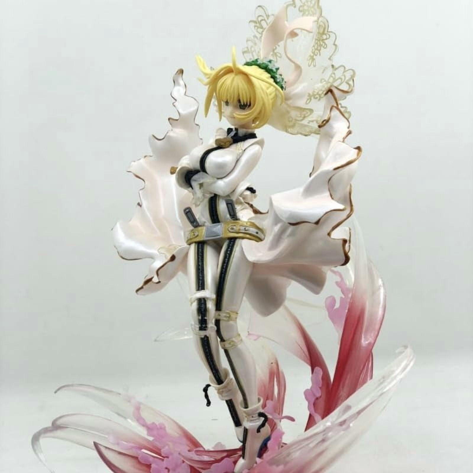 Saber Figure, Pretty Wedding Dress Saber Nero Action Figures 23cm/9.1inch Handmade Anime Model Game Character Statue Collection Gift