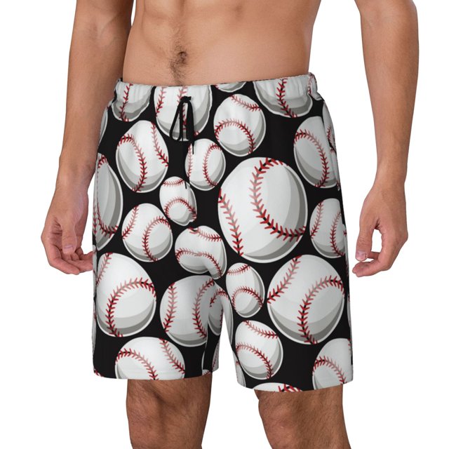 Fotbe Cute Baseball Traje de Baño para Hombre – Shorts de Natación de Secado Rápido con Forro y Bolsillos-XX-Large