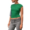thumbnail image 1 of Camiseta sin espalda para mujer color puro suave piel amigable camiseta de moda transpirable para aniversario, 1 of 4