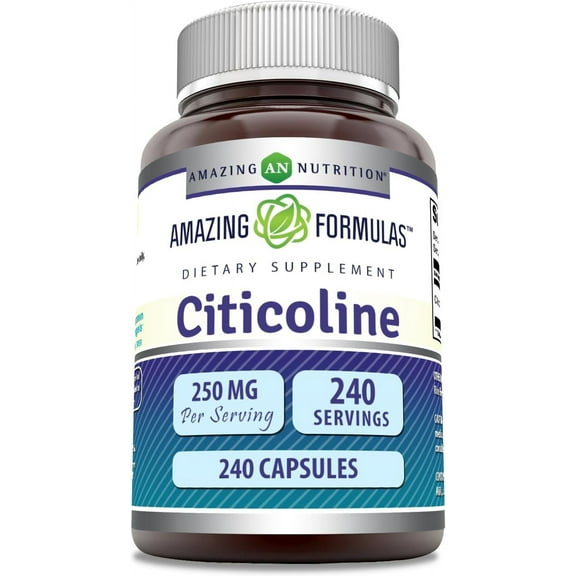Amazing Formulas Citicoline 250 Mg Per Serving 240 Capsules Supplement | Non-GMO | Gluten-Free | Made in USA