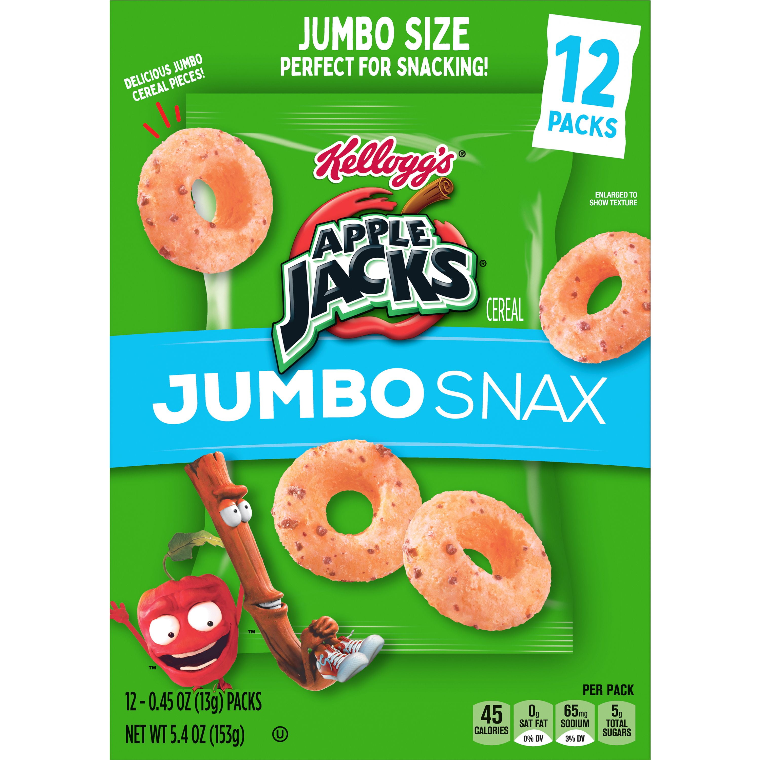 Kellogg’s Apple Jacks Jumbo Snax Cereal Snacks, Original, 12 Ct, 5.4 Oz