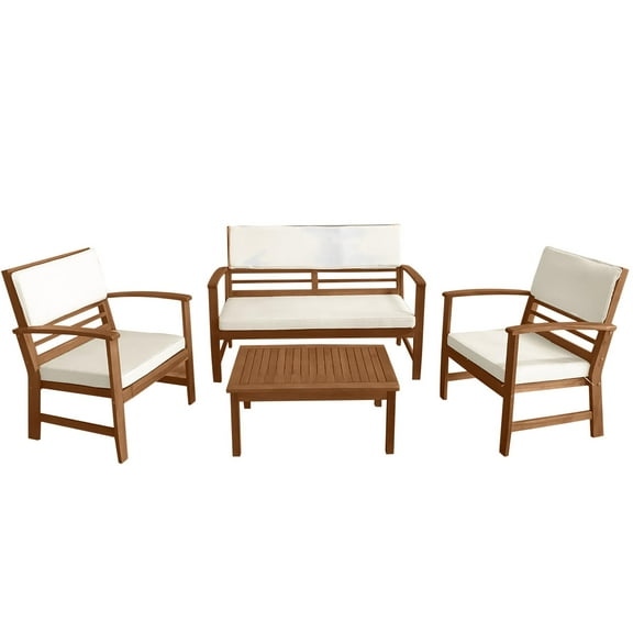 PayLessHere 4 Pieces Modern Wood Patio Outdoor Indoor Use,Nature