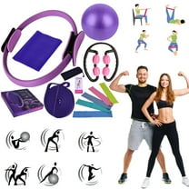 Meottam Meottam 10 in 1 Yoga Set for Women, Pilates Essentials Kit with Pilates Rings Booty Bands Exercise Band Yoga Ball Figure Resistance Band for Stretching & Relief (Purple)