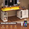 thumbnail image 6 of SEDETA Electric Standing Desk Farmhouse Style, 55 Inch Height Adjustable Computer Desk with 3 Drawers, File Cabinet, Storage Shelves, Power Outlets, Wood Home Office Desk for Work, Study, White, 6 of 9