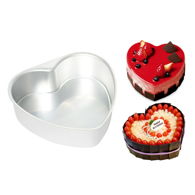 Ludlz 6/8/10 Inch Aluminum Heart Shaped Cake Pan Set DIY Baking Mold Tool  with Removable Bottom