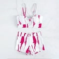thumbnail image 3 of WREESH Womens Two Piece Swimsuit Athletic Bathing Suits with Chest Pad Without Underwire Print Tie-Dye High-Waisted Swimming Trunks Split Bikini Sets Hot Pink, 3 of 9
