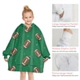 thumbnail image 6 of Green Striped Footballs Pattern Blanket Hoodies for Kids 6-13YR Oversize Wearable Blanket Hoodies for Boys Girls Teens, 6 of 7