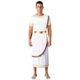 thumbnail image 2 of TiaoBug Men's Ancient Greek Cosplay Fancy Dress Costume Short Sleeve Toga Halloween Roman Robe White 3XL, 2 of 4