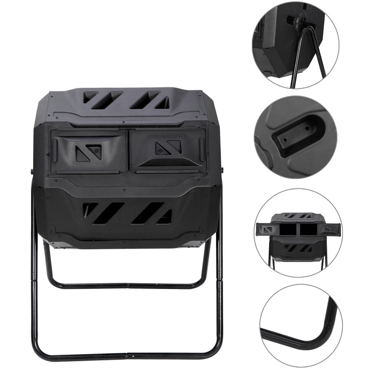 SuperDeal 43-Gallon Dual Chamber Compost Tumbler, Black photo 4