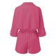 thumbnail image 4 of MKLEKYY Pijama Corto Para Mujer, Conjunto De Chándal Informal, Camisa De Manga Corta Con Botones, Pantalones Cortos Con Cordón Y Bolsillos, Conjunto De 2 Piezas, 4 of 4