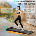 thumbnail image 2 of Walking Pad with Incline, Under Desk Treadmill for Home Office, 2.5HP Portable Treadmills with Panel & Remote Control, 4 in 1 Walking Running Machine Manual Incline, Compact Treadmill 265LB Capacity, 2 of 15
