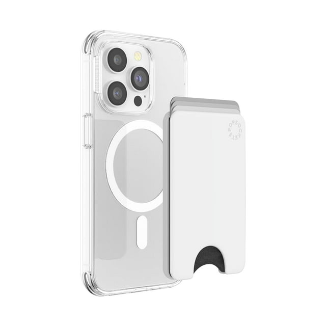 Funda para teléfono PopSockets, minimalista y delgada, blanca, para MagSafe