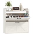 thumbnail image 1 of HOMCOM Armoire à Chaussures Étroite Armoire de Rangement pour Chaussures à 2 Tiroirs Basculants, Chêne Blanc, 1 of 10