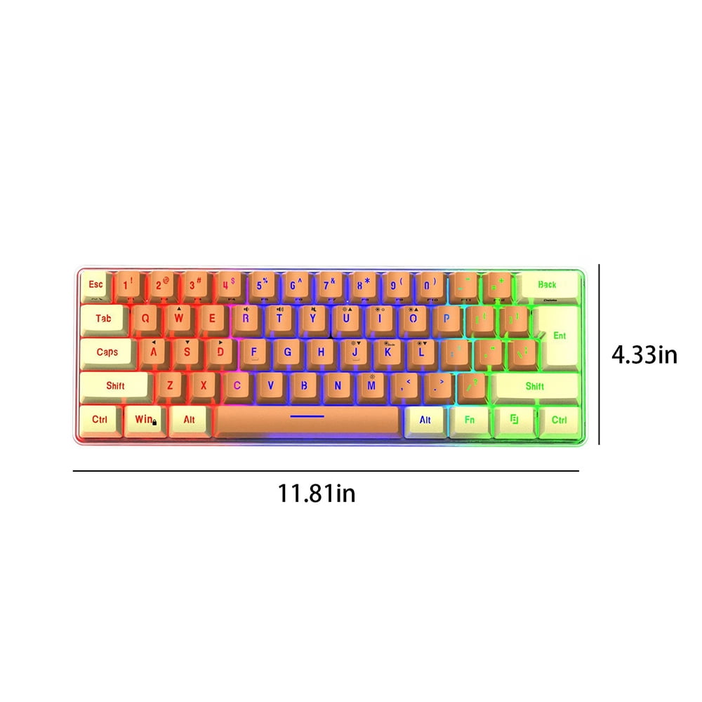 SuoKom Wired Computer Keyboard, 61-Keys RGB Backlit Compact Gaming Mechanical Keyboard Feel, Type-C Plug, Office School Supplies Compatible for Computer, Desktop, PC, Laptop