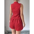thumbnail image 4 of Women'S Summer Two Piece Sets Button Down Sleeveless Crop Vest Top and High Waisted Shorts Set Red M, 4 of 6