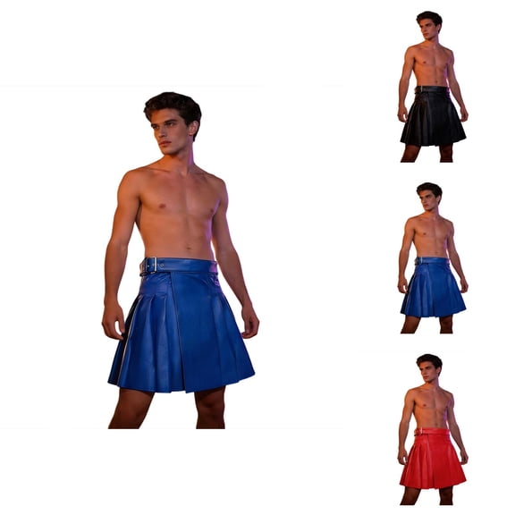Plaid Pleated Skirt for Men, Traditional Scottish Kilt for Highland Festive Carnivals, Tartan Utility Kilt Attire