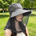 thumbnail image 3 of Byfri Mosquito Net Sun Hat with Solar Fan Wide Brim Fishing Hat for Outdoor Camping Dark Gray 58-60cm, 3 of 7