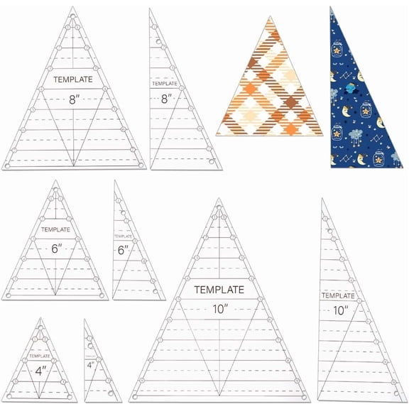 8 Pcs Triangle Quilting Template Triangle Rulers DIY for Quilting Transparent Acrylic T-Shirt Rulers Clear Acrylic Quilt Templates DIY for Cutting Sewing Patchwork Cutting Pattern DIY Craft