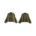 thumbnail image 2 of Chaqueta de Ante Sintético para Mujer con Solapa y Bolsillo, Estilo Piloto, Informal, de Larga, Estilo Urbano Moderno Verde L, 2 of 5