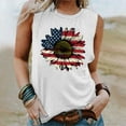 thumbnail image 2 of 4th of July Tank Tops for Womens Trendy Sunflower American Flag Shirts Dressy Casual Crewneck Sleeveless T-Shirts Floral USA Stars Stripes Patriotic Tees Independence Day Vest Memorial Day Outfits, 2 of 4