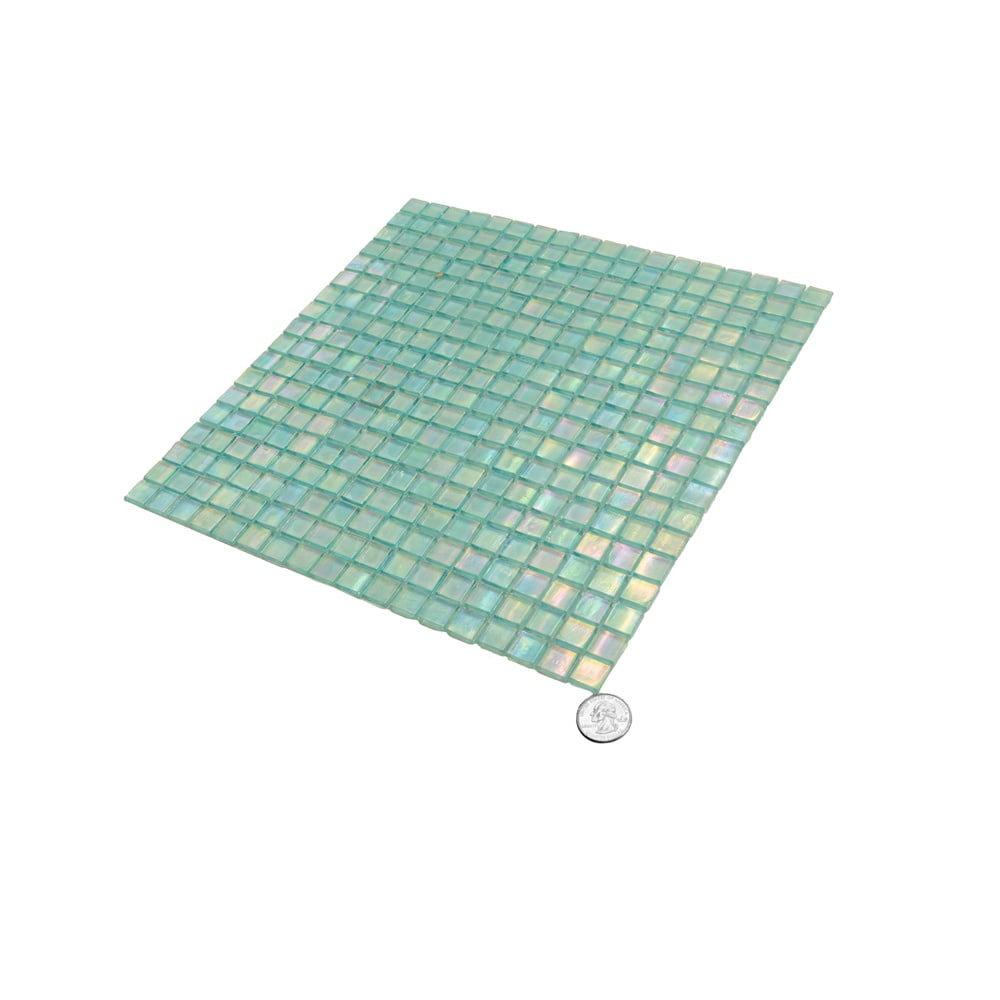 Skosh 11.6 in. x 11.6 in. Glossy Sea Green Glass Mosaic Wall and Floor Tile (18.69 sq. ft./case) (20-pack)