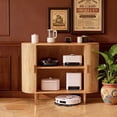 thumbnail image 4 of Howcool 40" Credenza Buffet Sideboard Cabinet with Storage, Modern Fluted Sliding Door Console with Adjustable Shelf for Kitchen, Entryway & Coffee Bar,Yellow Walnut, 4 of 6