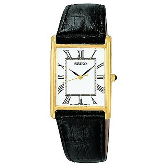Seiko Men's Rectangular Face Leather Strap Watch SNF672