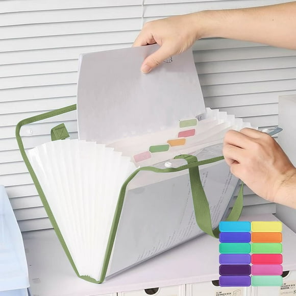 TopLLC File Organizer 13 Stage Large Capacity File Test Paper Storage Bag Can Be Classified Storage Button Style Portable File Bag File Organizer