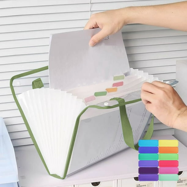 Bolsa organizadora de archivos de 13 etapas con cierre de botón – Almacenamiento impermeable de documentos para papeles, carpetas y hojas de examen – Archivador de clasificación portátil para la ofi
