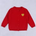 thumbnail image 3 of XXWXYD Girls Cardigan Sweater Heart Printed Button Crewneck Long Sleeve Knit Sweaters Winter Warm School Unifor𝗆 for Girls Prepp𝗒 Knit Cardigan For Girls, 3 of 3