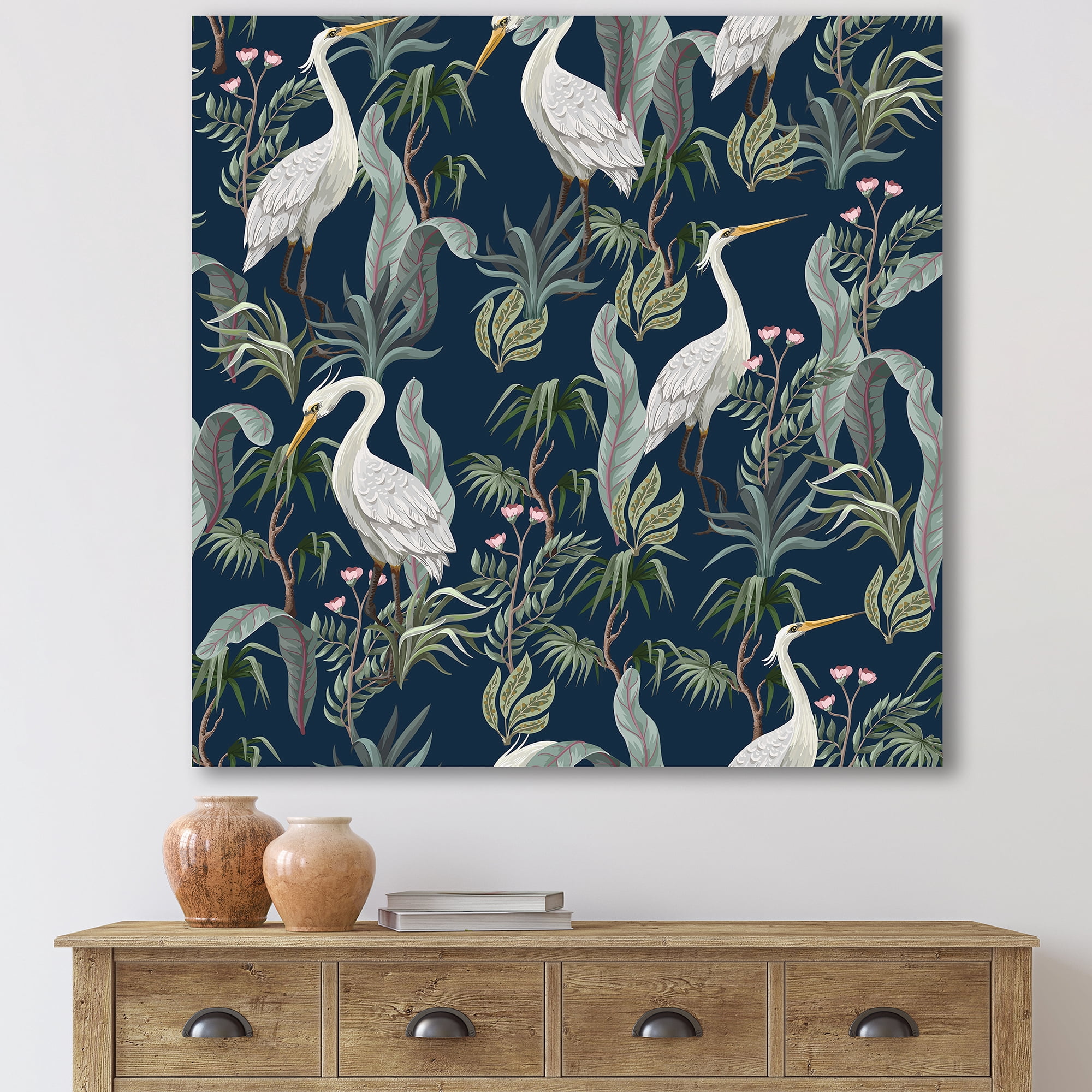 Designart ' Chinoiserie With Peonies and Birds VII ' Traditional Canvas Wall Art Print