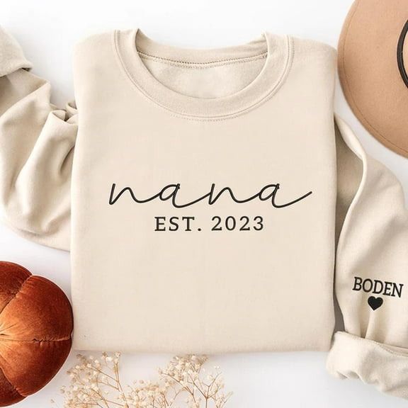 Embroidered Nana Est Custom Name And Grandkids, Unisex Sweatshirt, LINHKHA