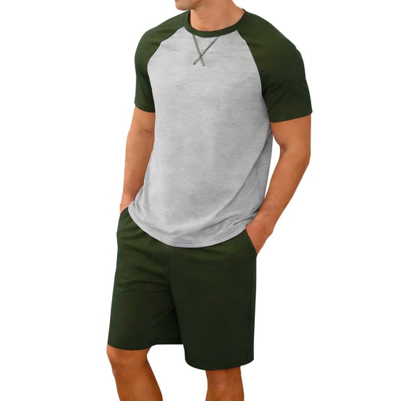 Axiiglly Mens Pajama Set Short Sleeve Shirt & Shorts 2 Piece Sleepwear Sets Plus Size Soft Cozy Sleep Sets With Pockets, X-5XL
