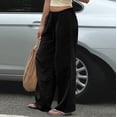 thumbnail image 4 of WULMLEO Cotton Linen Wide Leg Pants for Women Flowy Summer Beach Palazzo Bottoms Elastic Waist Vacation Travel Trousers with Pockets Black S, 4 of 8