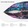 thumbnail image 5 of Fotbe Neon Night Cityscape Pattern Velvet Decorative Throw Pillow Covers with Elegant Piping, Soft Plush Cushion Cover for Sofa, Bed, Car, Office-18"x18", 5 of 8