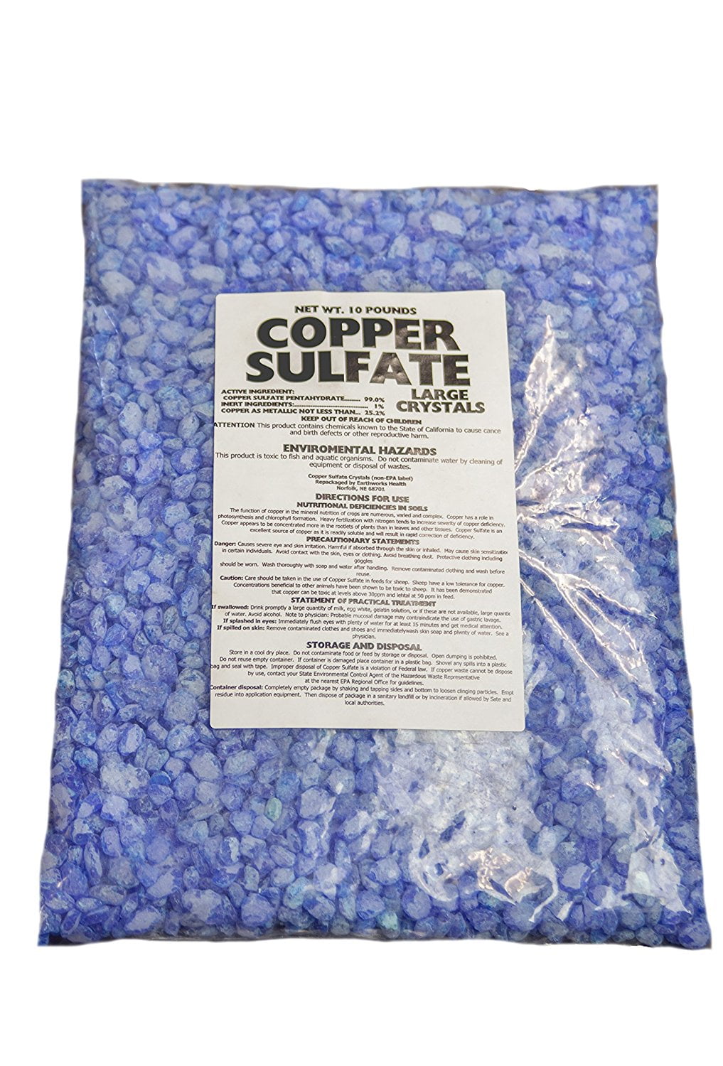 Copper Sulfate Large Crystals 10Lb Bag