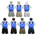 thumbnail image 1 of Boy Toddler Formal Royal Blue Vest Bow Tie White Black Gray Brown Hat 5pc S-4T, 1 of 2
