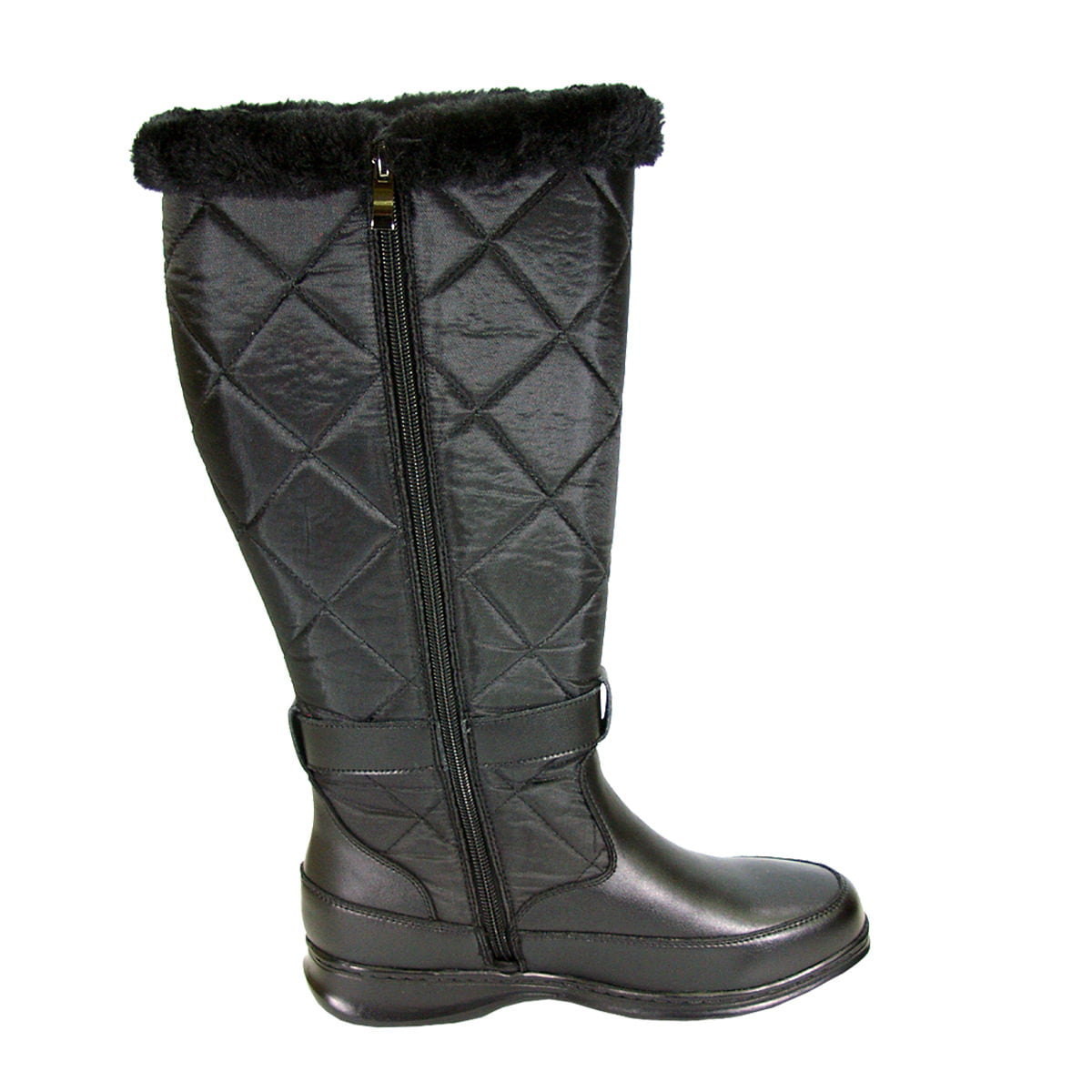 Peerage Women's GENUINE Leather WIDE WIDTH Designer MID-CALF Boots-BLACK B5937S 