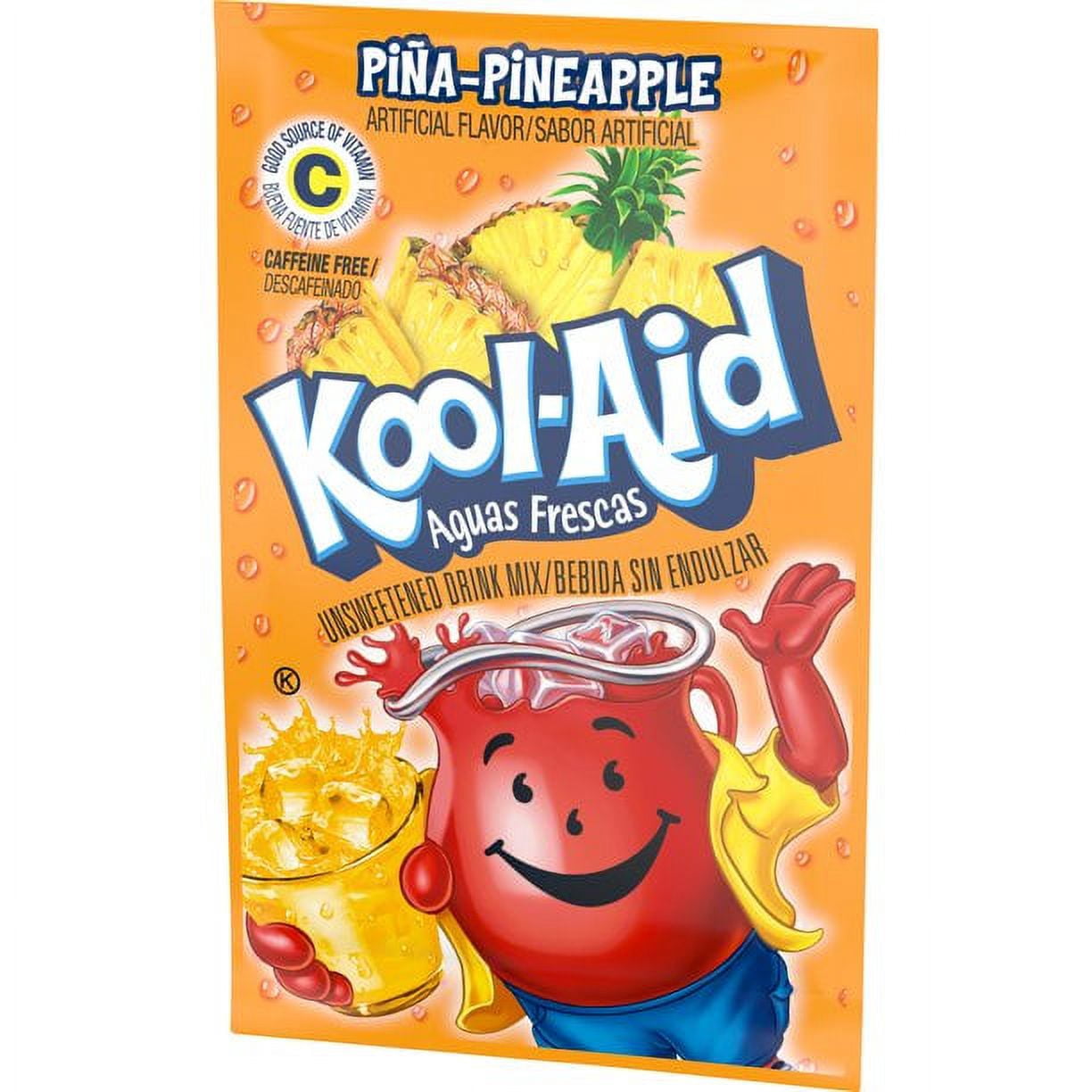 Kool-Aid  Drink Mix Pina-Pineapple  Unsweetened Artificially Flavored Powdered Soft Drink Mix Caffeine Free ,0.14 oz Packet (12 Pack)