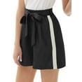 thumbnail image 3 of Women's Casual Comfy Bowknot Elastic Waist Shorts Stripes Summer Beach Pockets, 3 of 9